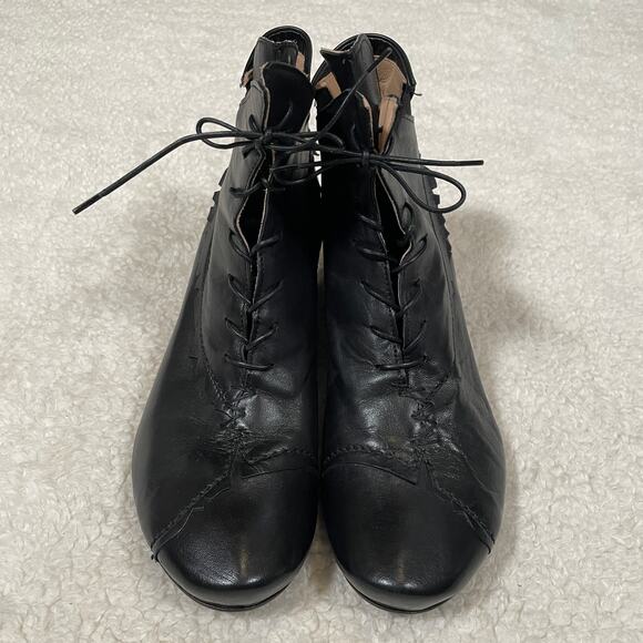 Roda Booties Witchy Whimsygoth Made in Italy Black Leather Fringe Heeled 40 9 - Picture 3 of 10